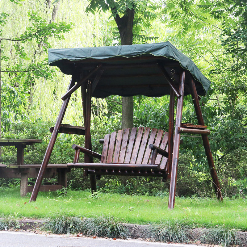 Outdoor anti-corrosive wood Swing Rocking Chair Patio Balcony hanging chair Home Biathlon Cradle Garden Villa with bunk beds