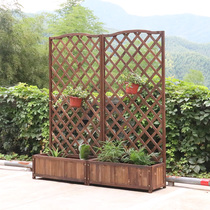 Outdoor outdoor balcony wall hanging solid wooden flower frame courtyard climbing vine mesh barrel carbonized partition flower frame