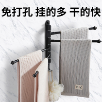 Bathroom towel rack punch-free light luxury wind creative space aluminum towel rack small size net red personality rotating multi-pole