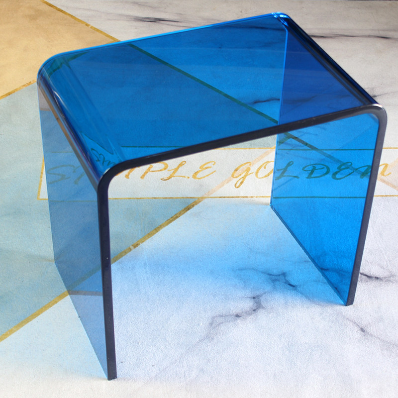 Custom Colored Nordic Transparent Acrylic Changing Shoes Short Stool Plastic Art Makeup Makeup Chair Light Lavish Creative Blue Green