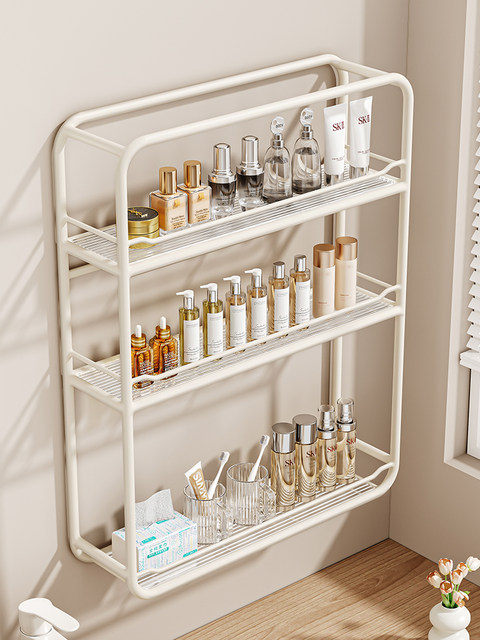 Finechi Bathroom Shelf Bathroom Wall-Mounted Niche Cosmetics Washbasin Wall Storage Rack