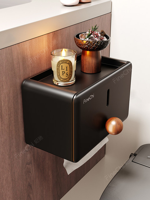 Finechi Vintage-Style Bathroom Toilet Paper Holder Tissue Box Roll Paper Toilet Paper Storage Rack Roll Paper Box