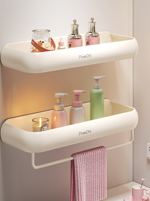 Finechi Dopamine Bathroom Shelf, No-Drill Installation, Bathroom Toilet Washbasin Triangle F1 Series, Milk White