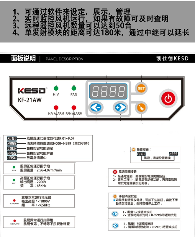 [Kesd/KESD] Quạt ion để bàn KF-21AW-6P khử tĩnh điện gió ion chống tĩnh điện