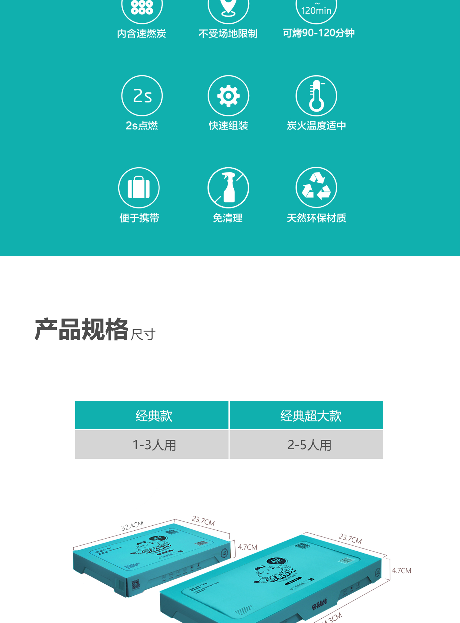 阿丢自烤 便携一次性户外烧烤炉 速燃木炭 无明火 可持续90分钟以上 图14