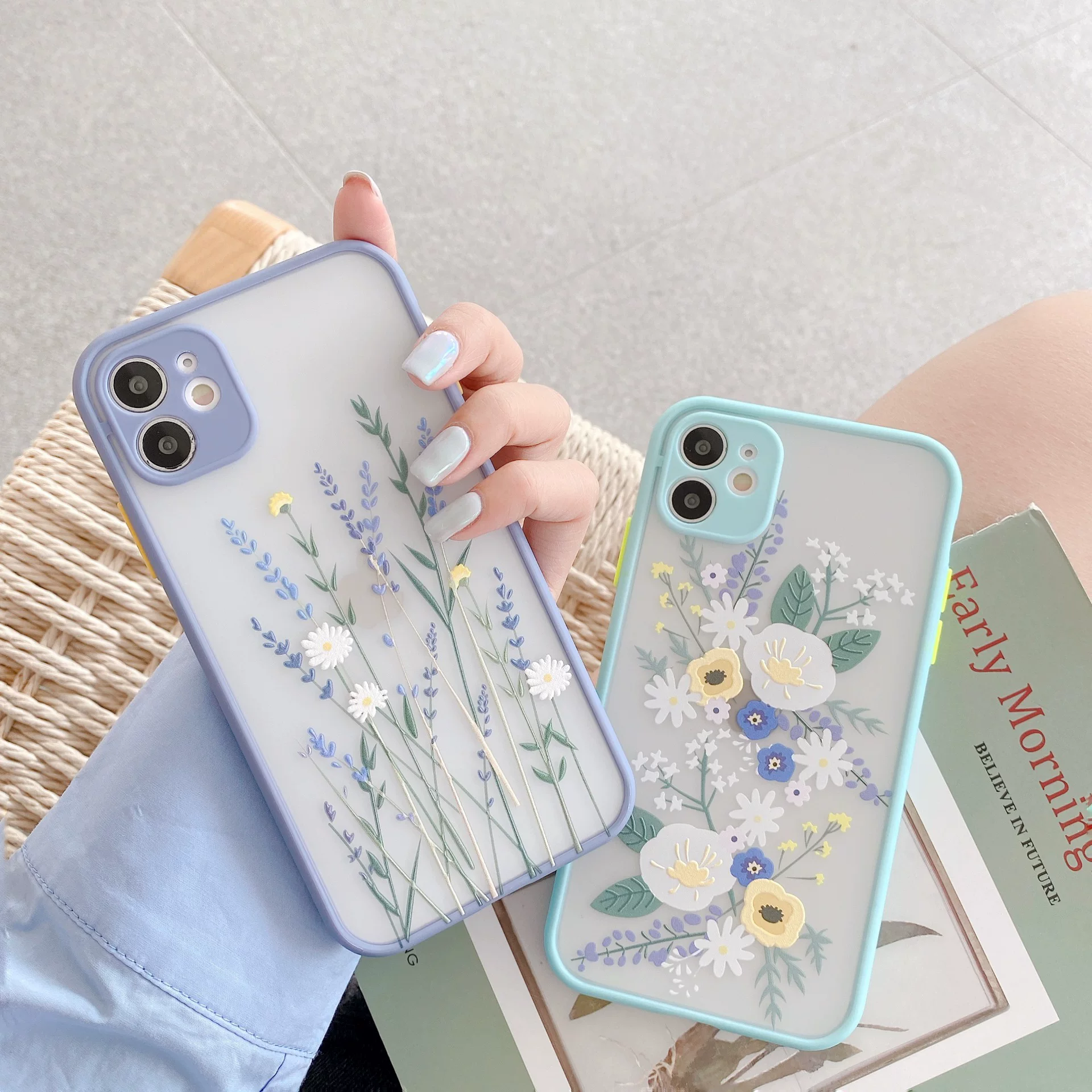 Кейс с 3D рельефным рисунком цветок для iPhone 11 Pro Max X XS MAX 7 8 Plus SE2020, мягкий бампер, прозрачный