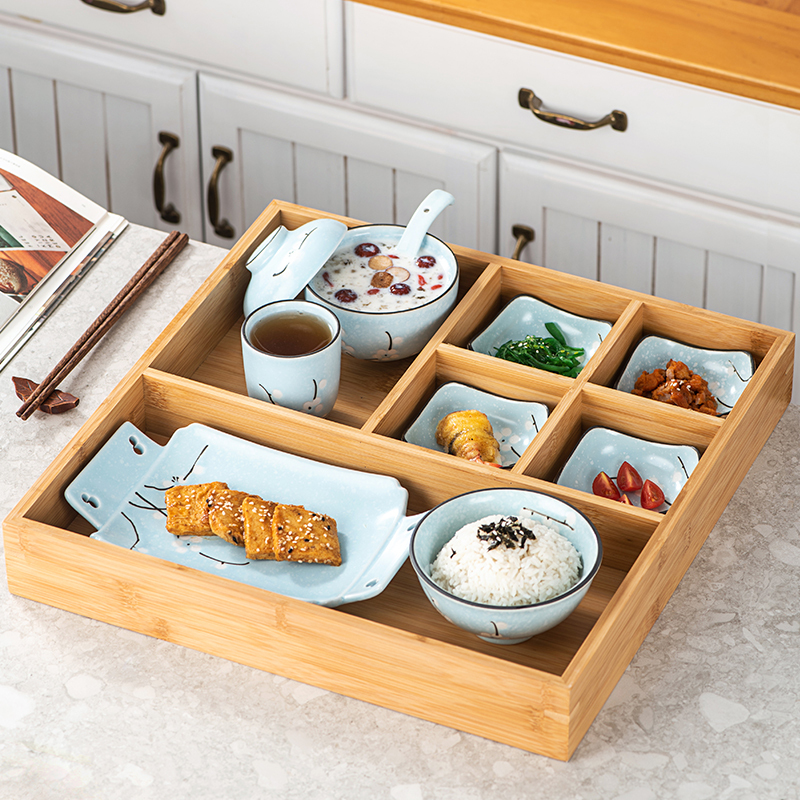 Japanese-Style Divided Plate Postpartum Care Center Ceramic Tableware Set for One Person, Soup Pot, Creative Homestay Tableware