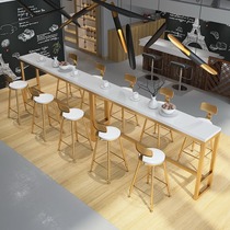 Simple marble household creative balcony table Coffee shop milk tea shop Leisure bar bar high-legged long bar table