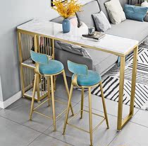 Nordic marble household wall bar table and chair combination Simple milk tea shop cafe long table Modern high-legged table