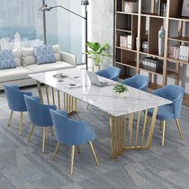 Rock board conference table and chair combination Simple modern light luxury negotiation reception Small office conference table long table