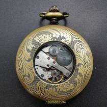 Quasi-walking pure bronze Western ancient nostalgics when the clamshell remechanical table is painted the old-fashioned clockwork