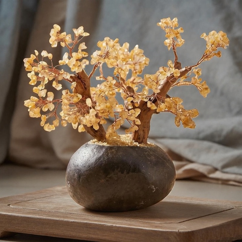 Natural Crystal Raw Stone Gift Bonsai Ornament Gift for Housewarming, Boss's Office, Business Opening