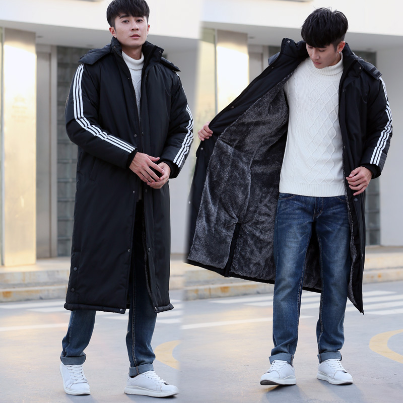 Men's Long Sports Cotton Coat, National Team Style, Winter Training Coat, Over-The-Knee, Women's Art Exam Warm Cotton Clothing, Fleece-Lined, Plus Size Men's Long Sports Cotton Coat, National Team Style, Winter Training Coat, Over-The-Knee, Women's Art Exam Warm Cotton Clothing, Fleece-Lined, Plus Size