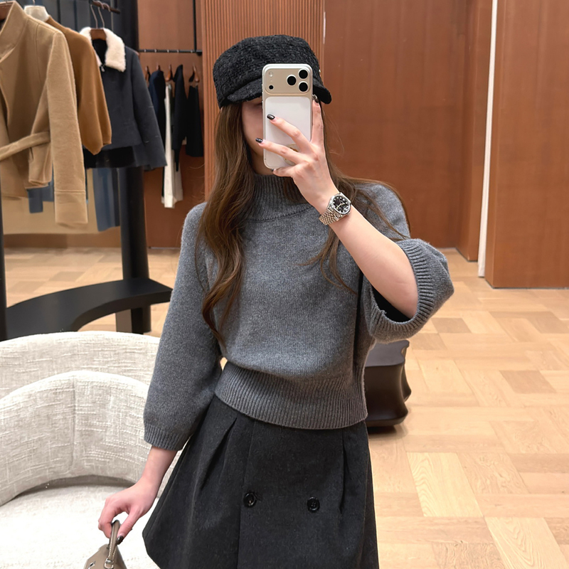 Authentic Joah Korean Style 3-Color Vintage Vibe Eight-Quarter Sleeve Wool Knit Sweater J26M8020