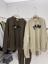 AT Korean version of autumn and winter new temperament age-reducing letters Velcro printing loose flocking long-sleeved sweater womens top tide