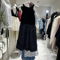 CZ Korean version of the new winter style mesh gauze hem wrapped chest splicing bow tie halter strap dress tutu skirt