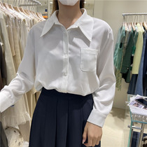 2022 spring and summer new Korean Dongdaemun fashion temperament all-match casual POLO collar long-sleeved shirt womens top trend