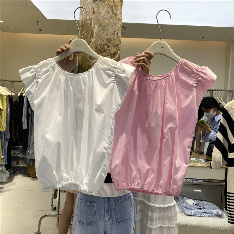 AK Han Edition 2022 Summer New Fashion Circle Fly Sleeve Breakup Short - sleeve Shirt Tide