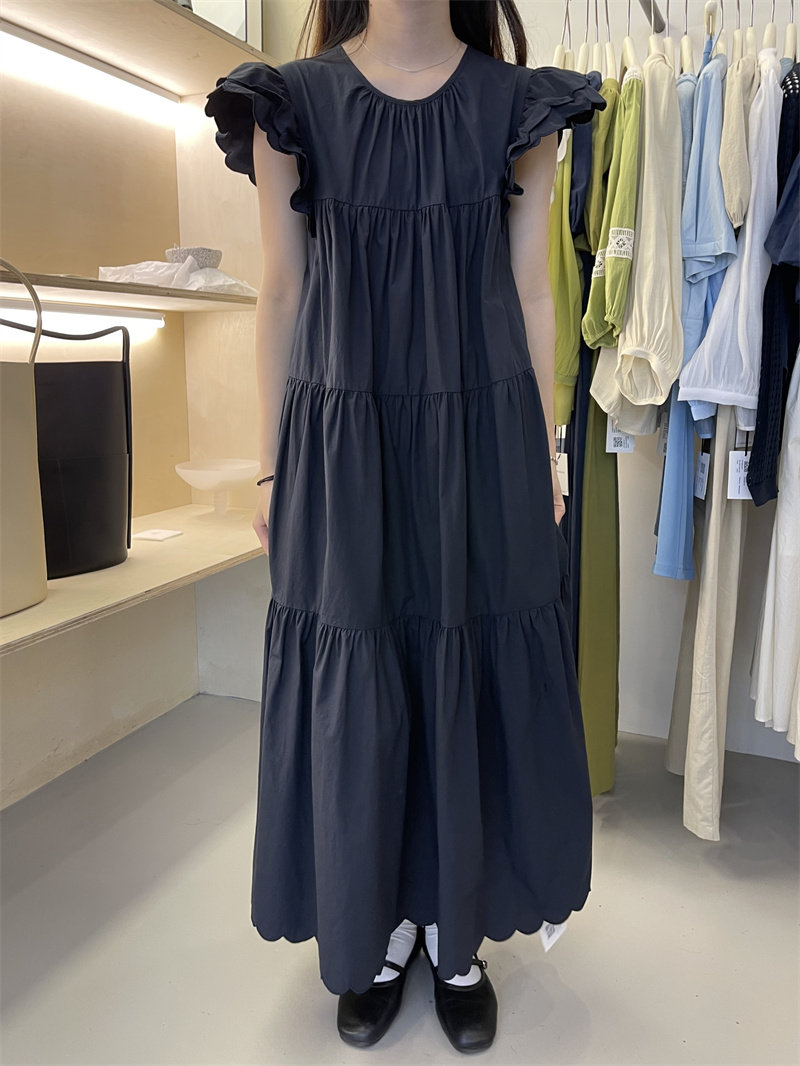acme Han Edition 2022 Summer 2022 new leisure fly sleeve loose wrinkle layer dress long dress