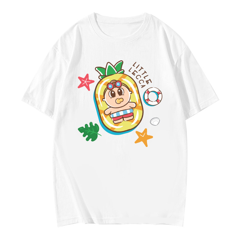 2021 new Lido leka joint short-sleeved T-shirt leisurely time cute couple parent-child children's top female