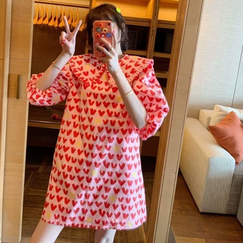 Южнокорейский летний товар, клубника, платье, А-силуэт