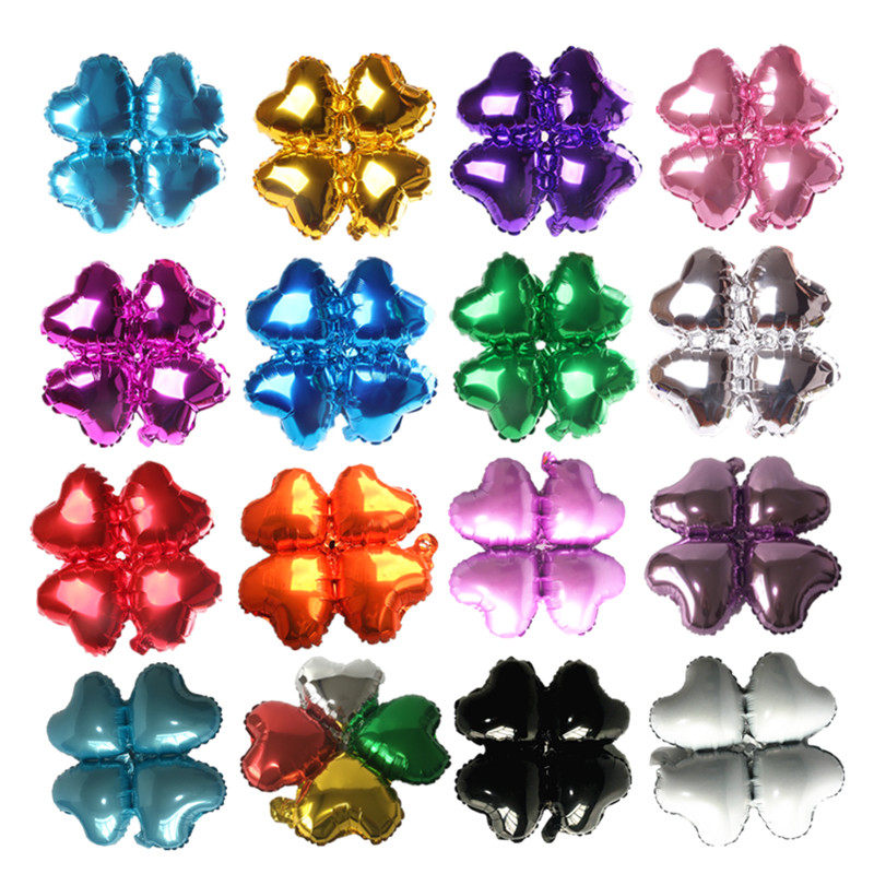 Heart-shaped solid color 18 inch four-leaf clover aluminum balloon arch bracket outdoor column opening wedding creative decoration