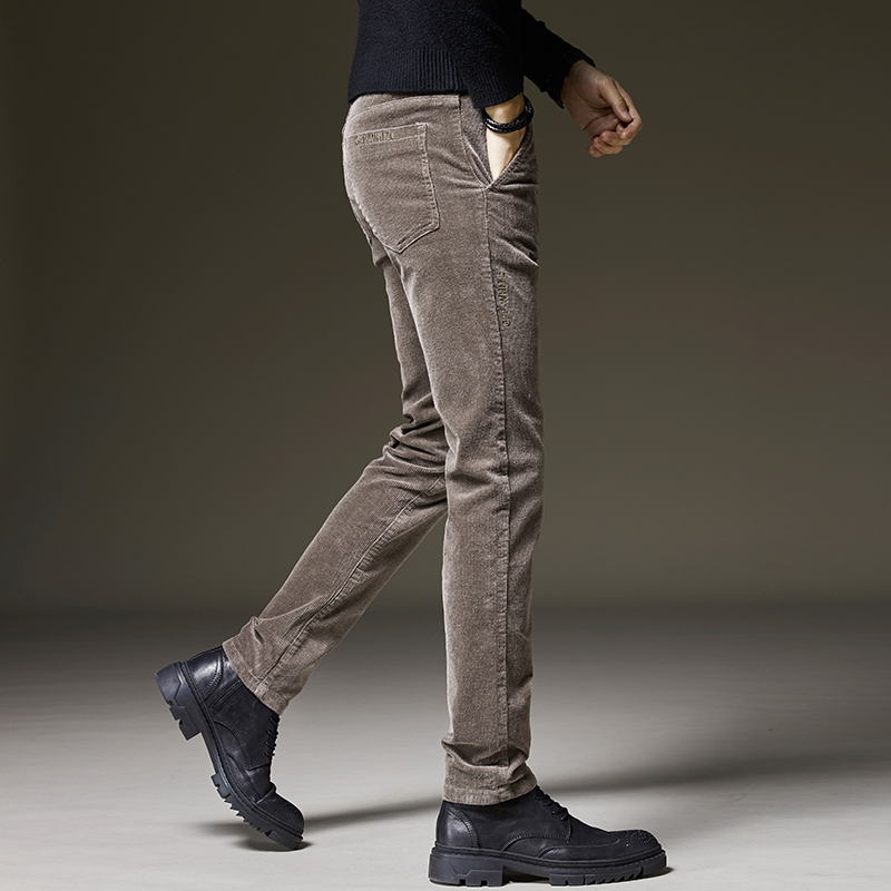 Rich Guido Spring Autumn Season Light Core Suede Pants Men's Body Straight Drum Warm Men 100 Hitch Suede Thickened Casual Long Pants