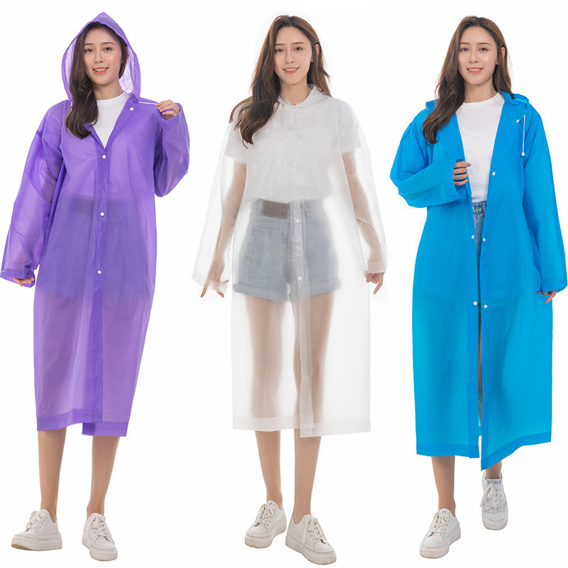 Men's and women's thickened non-disposable transparent raincoat portable light and thin single-person poncho long full-body anti-storm raincoat