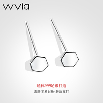 Sleeping without picking 999 sterling silver earrings female geometric earrings small new earrings for earrings