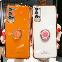 opporeno4 mobile phone shell plated silicone gel clock holder reno4pro protection shell ring buckle airbag anti-fall 4pro protective sleeve camera full package lens limited edition women 4p favourites