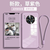 Huawei mate30pro mobile phone shell liquid glass macaron mate30 protection shell silicone gel soft edge m30pro protective sleeve camera full package mt30 metal lens mesh red female new