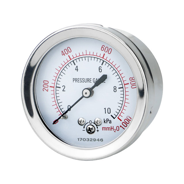 Axial membrane box pressure gauge YE60Z stainless steel with zero adjustment micro pressure kPa meter 2-minute natural gas pressure gauge 10KPa