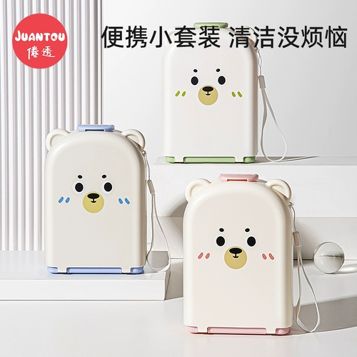 Силиконовый портативный ершик для бутылочки, коробка для хранения для выхода на улицу, комплект, моющее средство для бутылочек, щеточка для новорожденных для младенца, соска