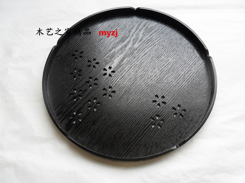 Hoa anh đào Nhật Bản rỗng khay gỗ khay nước cốc trái cây đĩa tròn tấm gỗ Châu Âu sáng tạo bộ trà khay - Tấm đũa gỗ cao cấp xuất khẩu
