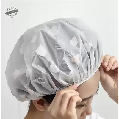 Thickened shower cap Waterproof shower cap Shower double headgear cap Kitchen hat Ladies bath wig