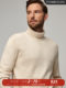 TOMBOLINI wool cotton warm milk white men's pullover high lapel long sleeve knitted sweater