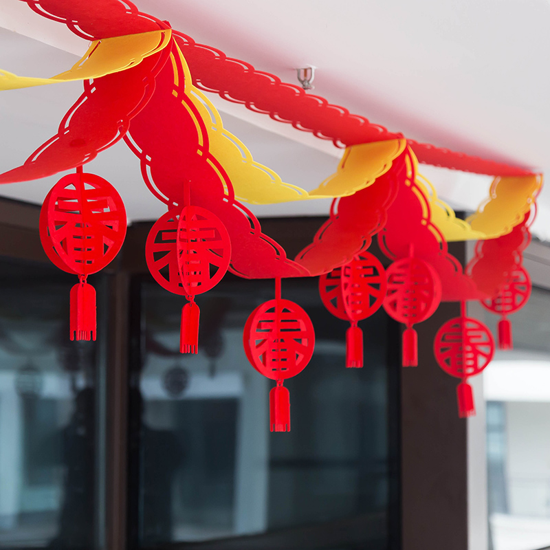 New Year decoration Lahua Year of the Ox Spring Festival New Year Shopping Mall supermarket shop interior scene decoration creative hanging pendant