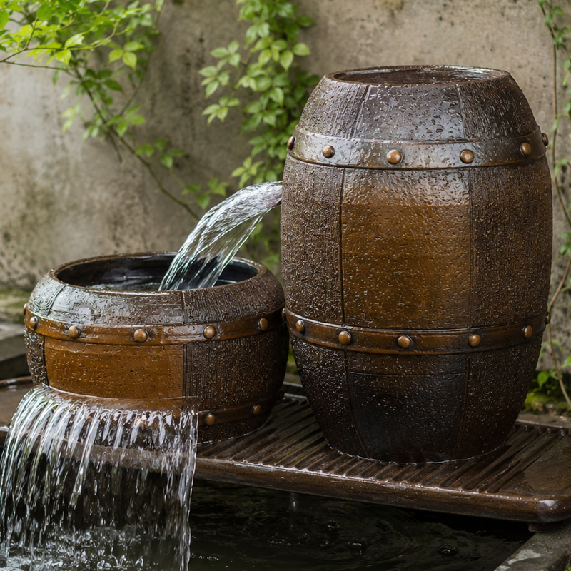 Retro Ceramic Rustic Pottery Floor-Standing Garden Courtyard Landscaping New Chinese-Style Balcony Zen-Inspired Flowing Water Ornament Landscape Circulating Water Retro Ceramic Rustic Pottery Floor-Standing Garden Courtyard Landscaping New Chinese-Style Balcony Zen-Inspired Flowing Water Ornament Landscape Circulating Water