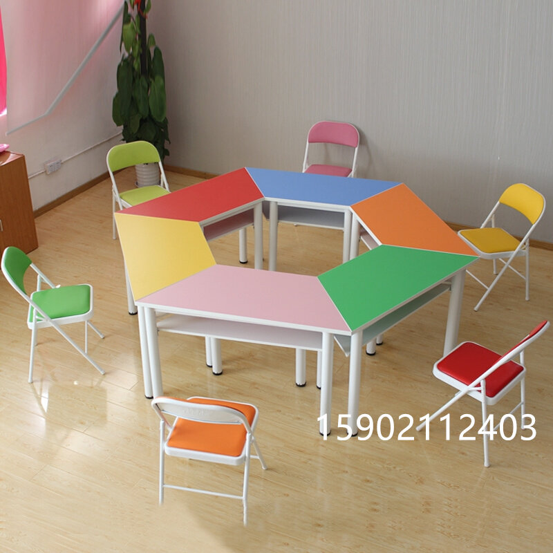 Student picture book remedial desks and chairs psychological counseling classroom tables and chairs multi-functional conference table hexagonal hexagonal table