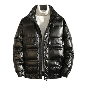 潮牌亮面羽绒服男士长短款保暖外套