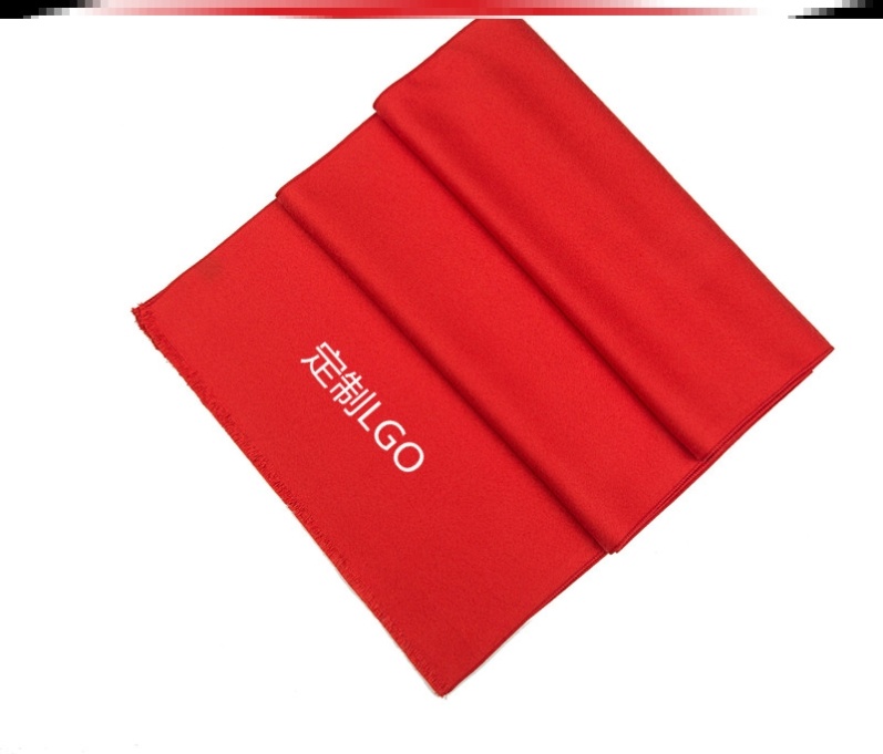 Pupil red scarf custom printed logo Ruyi logo long version festive New Year fashion text autumn and winter wool velvet
