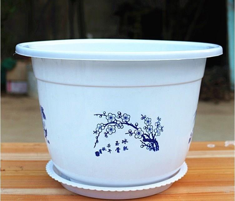 Red white high quality plastic pot round large large-scale thicker flower basin garden pallet pallet