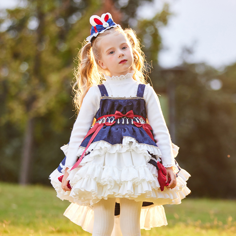 Branches Sprout Children Dress Winter New Loretta Butterfly Knot Dress Little Girl Lolita Foreign Air Princess Vest Dress-Taobao