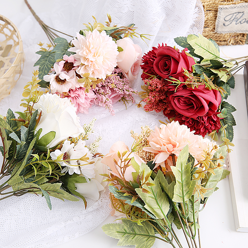 Emulation Handheld Chrysanthemum Flowers Bouquet Home Living Room Dining Room Table Flower Arrangement Wedding Celebration Bridal Hand Holding Flower Props Shoot-Taobao