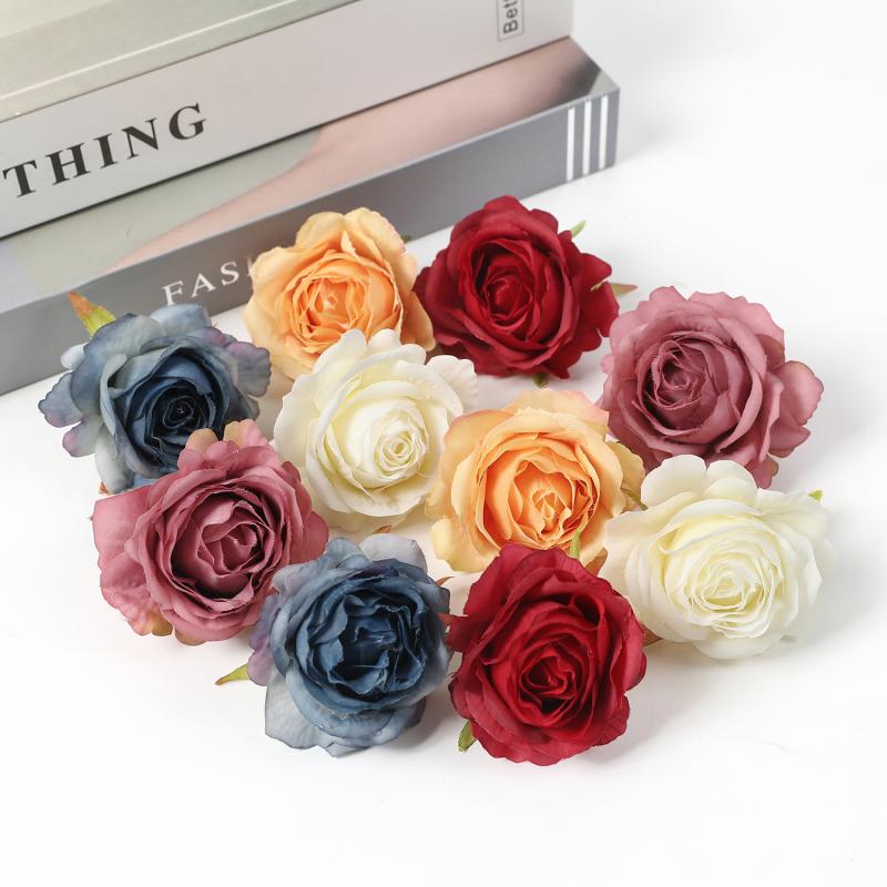 6cm Emulated Retro Rose Flower Head Flowers Fake Flowers silk Diy Material Wedding Flower Ring Gift Box Decoration Accessories
