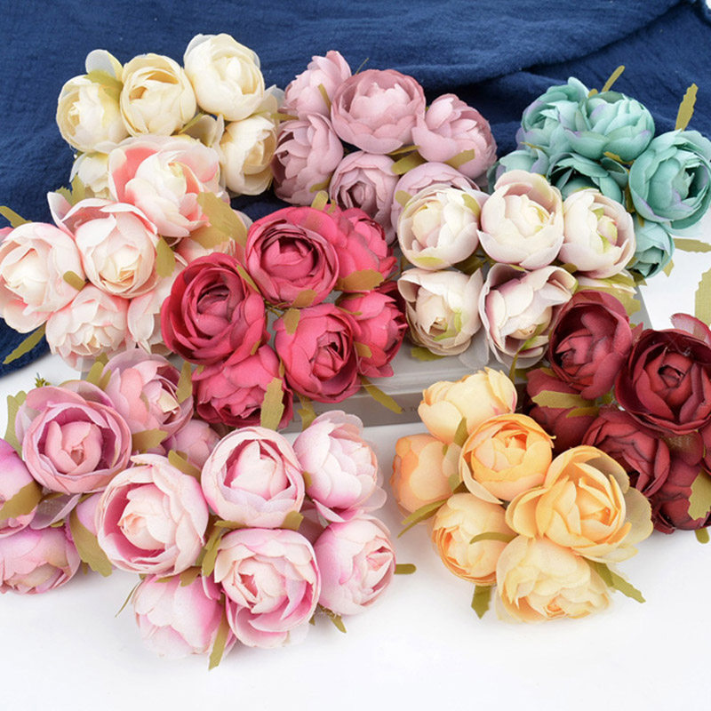 Senteal emulation tea bud peony small bouquet fake floral bouquet of flowers Diy handmade flower ring headwear material wedding bride flowers