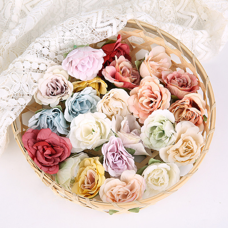 Emulation Rose head fake floral bouquet DIY floral headwear Chest Flower Material Home Wedding Celebration Flower Wall Decoration