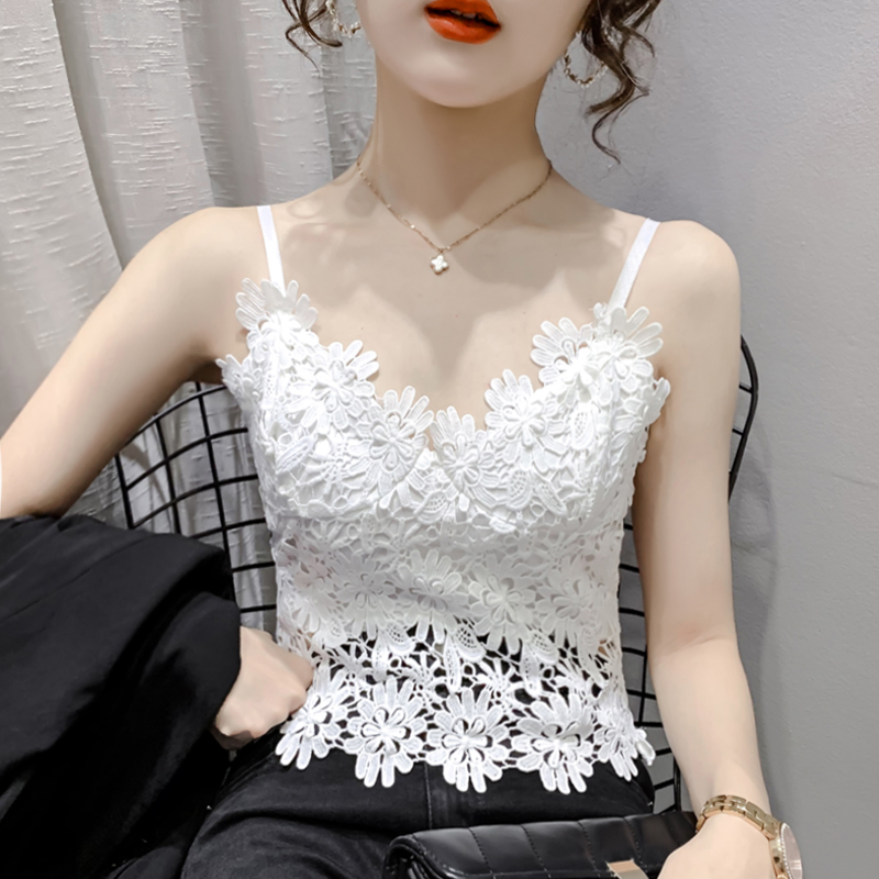 Fan-style Jedi lace small harnesses vest woman Summer outwear Inner Lap Design Sensation small crowd with chest cushion pure desire blouse