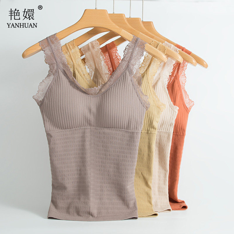 Fall slim fit with chest cushion slapped bottom vest with body and body lap without velvety warm vest lace lingerie