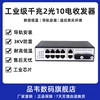 品韦 导轨式串联级联交换机手拉手工业级千兆2光10电导轨式2光10口光电转换器POE供电工业光纤交换机单多模